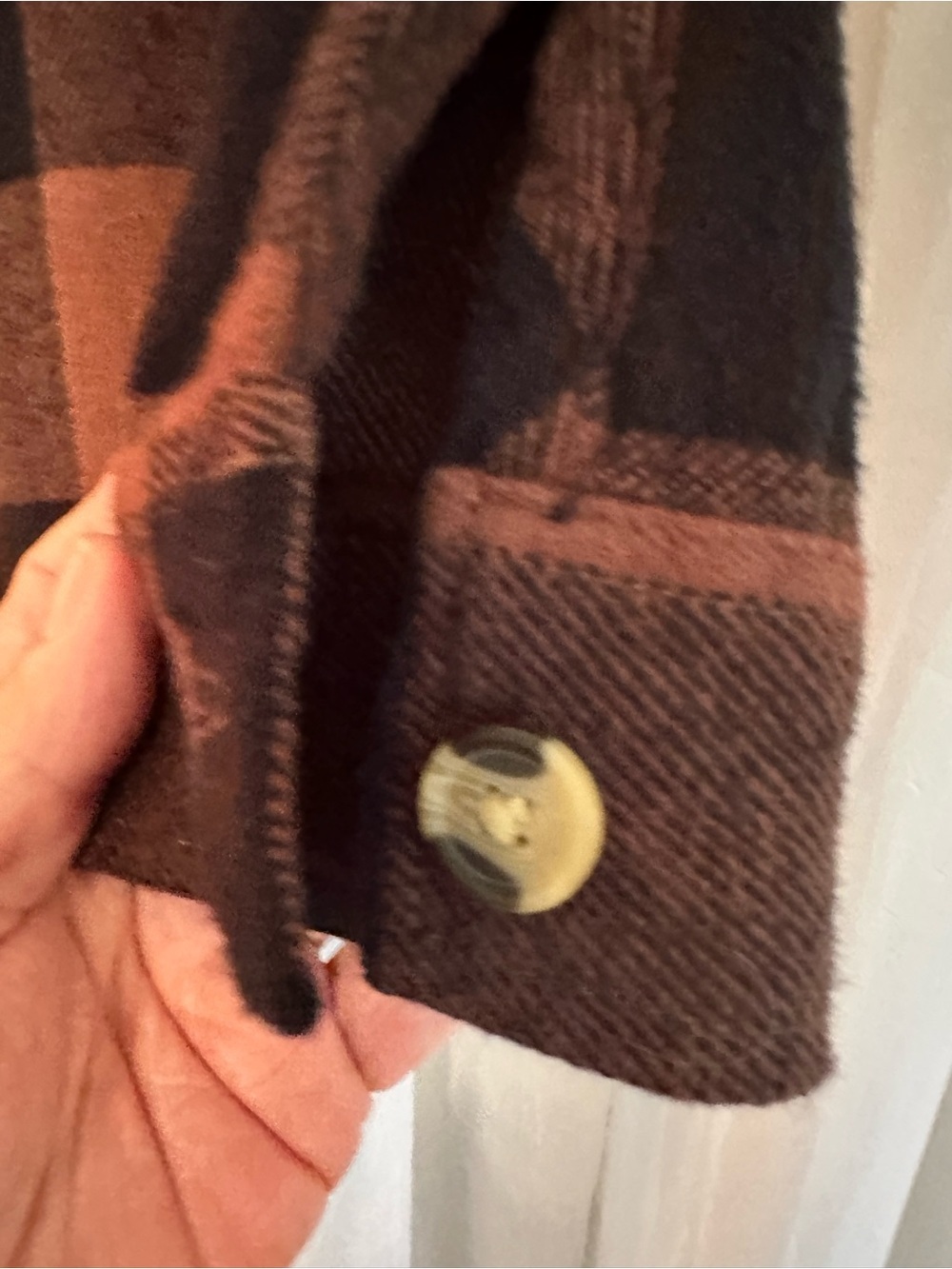 BeachLunchLounge Plaid Button-Front Shacket Jacket - Brown/Black oversized - Picture 6 of 8